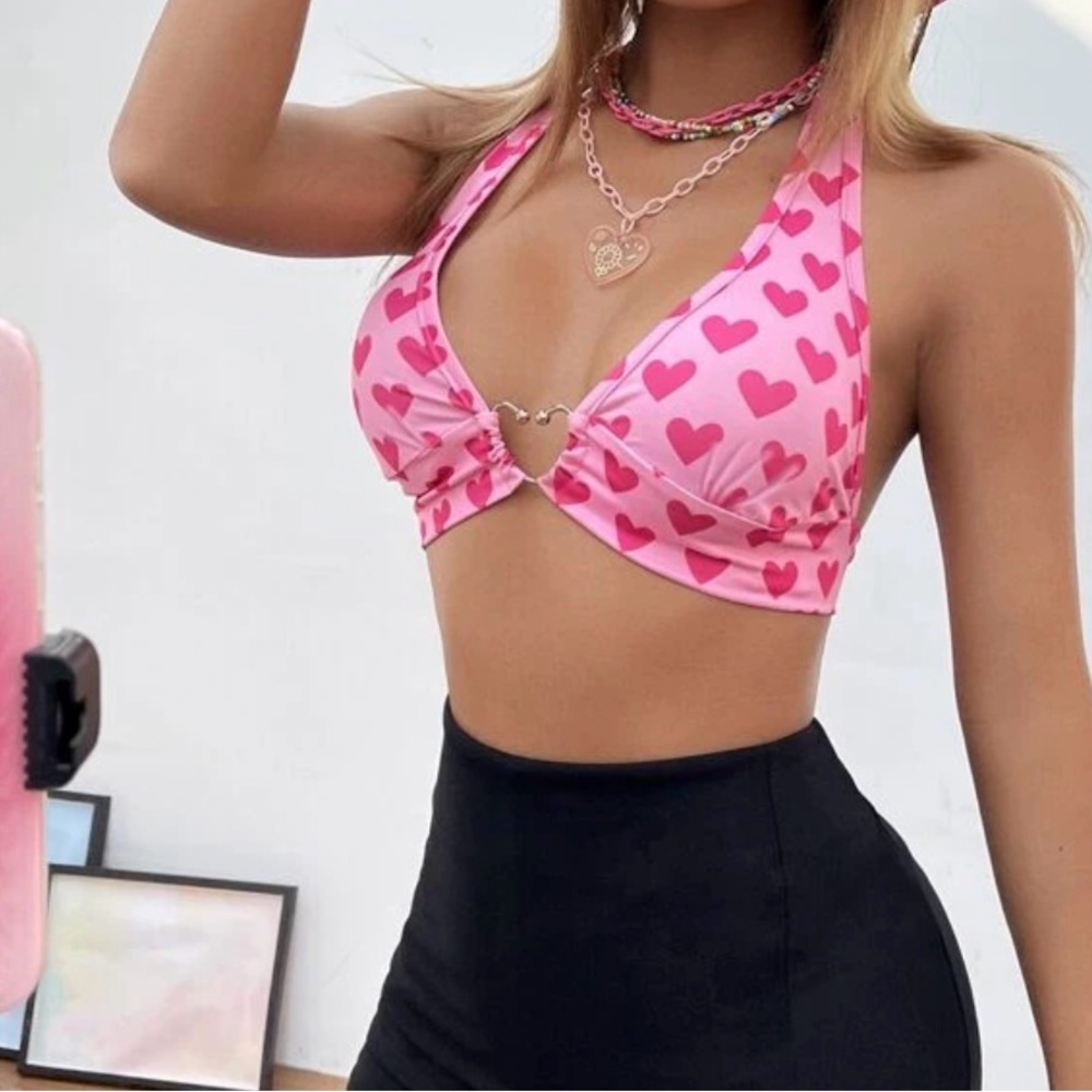 SHEIN PINK (no heart) Halter Top